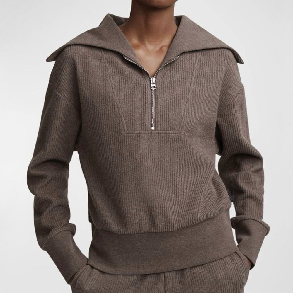 Varley Brown Ribbed Sweatshirt